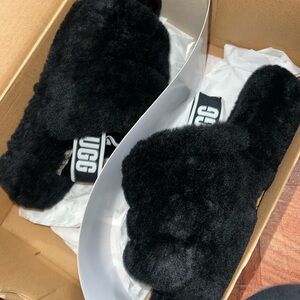 UGG Women's Plush Black Slippers